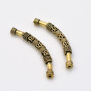 Antique Gold Plated Bali Curved Tube Beads - 45mm