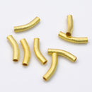 Gold Plated Curved Tube Pipe Beads- 20mm