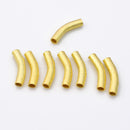 Gold Plated Curved Tube Pipe Beads- 20mm