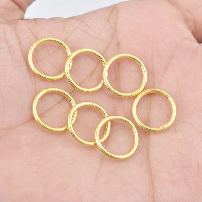 15mm Gold Plated 14 AWG Closed Jump Rings