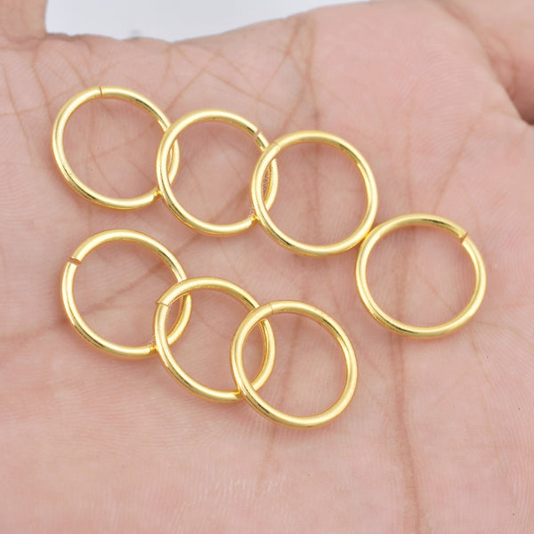 16mm Gold Plated 14 AWG Saw Cut Open Jump Rings