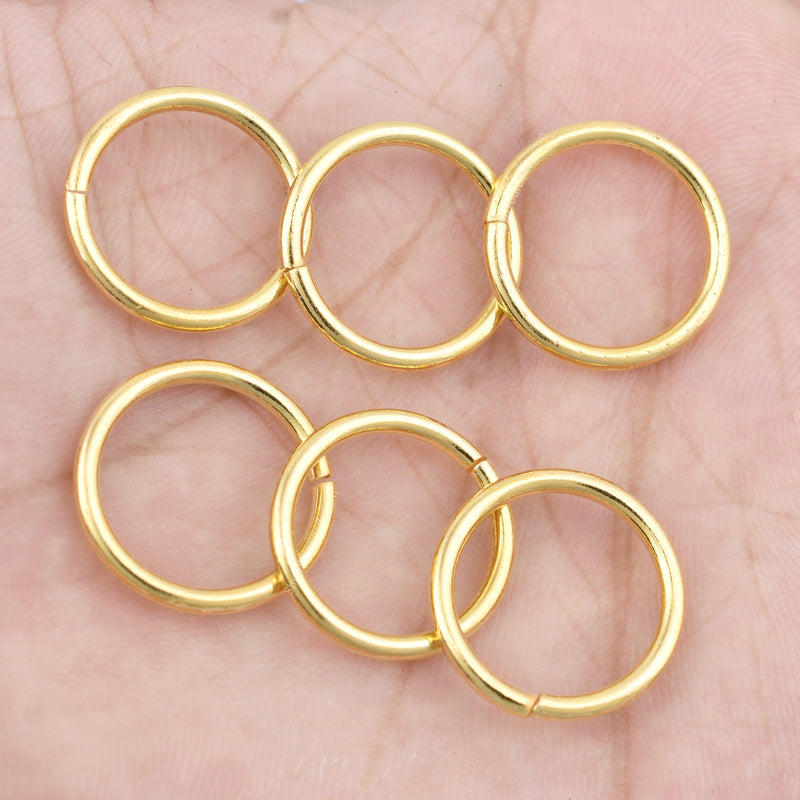 18mm Gold Plated 13 AWG Saw Cut Open Jump Rings