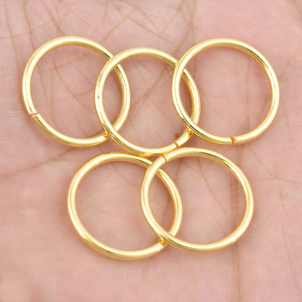22mm Gold Plated 13 AWG Saw Cut Open Jump Rings