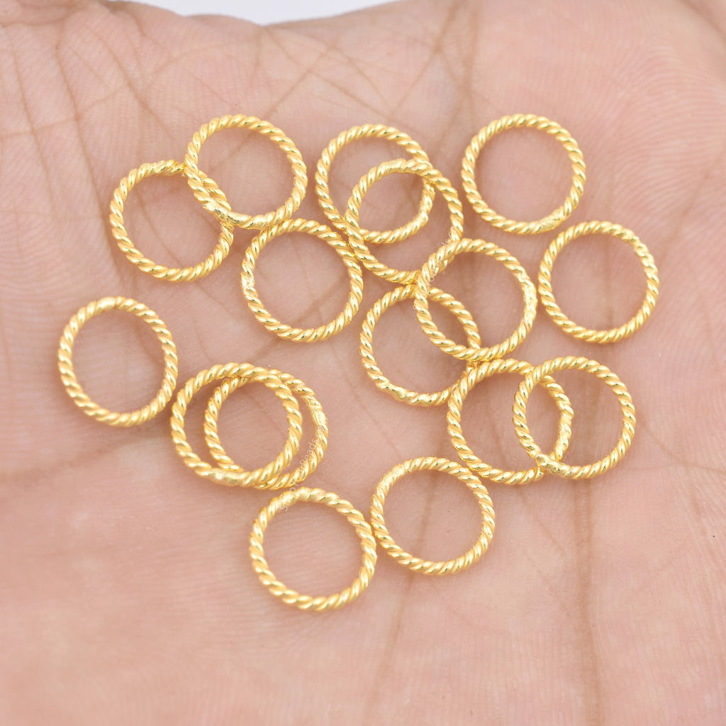 10mm Gold Plated 17 AWG Twisted Closed Jump Rings Manufacturer