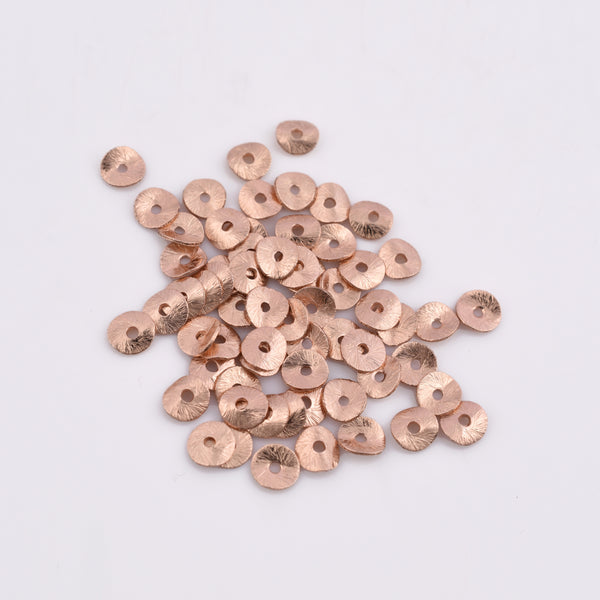Rose Gold Plated Wavy Disc Spacer Beads - 6mm