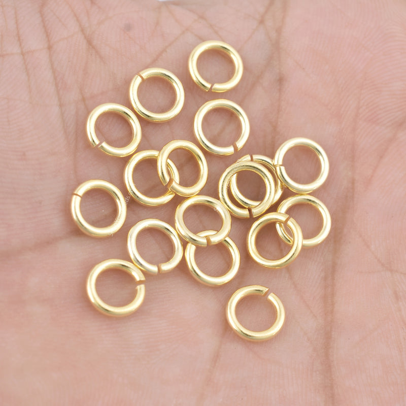 8mm Gold Plated 15 AWG Saw Cut Open Jump Rings