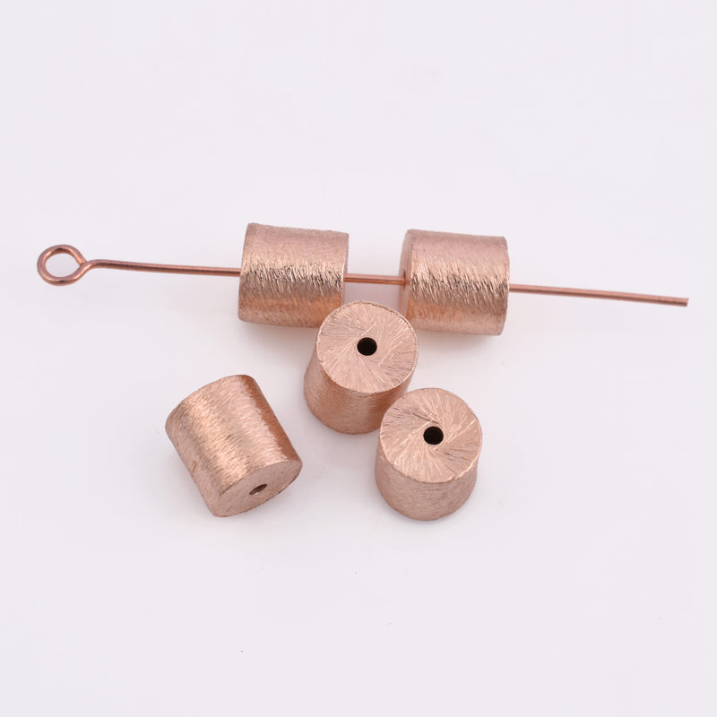 Rose Gold Plated Cylinder Barrel Drum Beads - 8x8mm