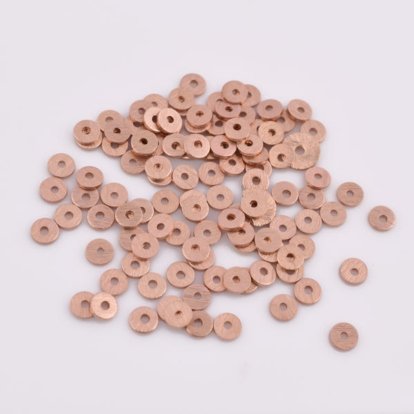 Rose Gold Plated Heishi Flat Disc Spacer Beads - 4mm