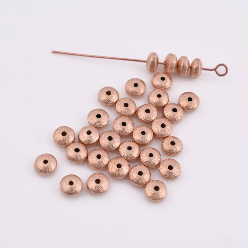 Rose Gold Plated 6mm Saucer Spacer Beads