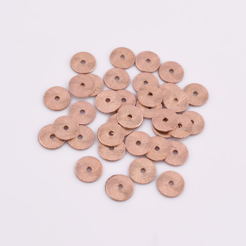 Rose Gold Plated Flat Disc Heishi Spacer Beads - 8mm