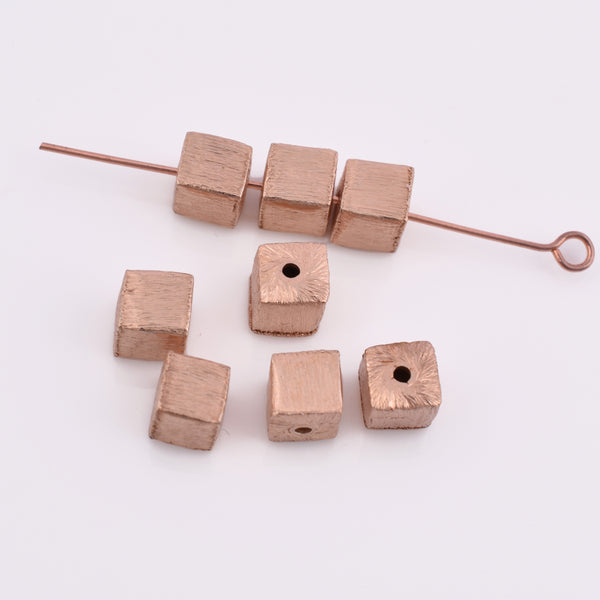 Rose Gold Plated 6mm Cube Box Spacer Beads