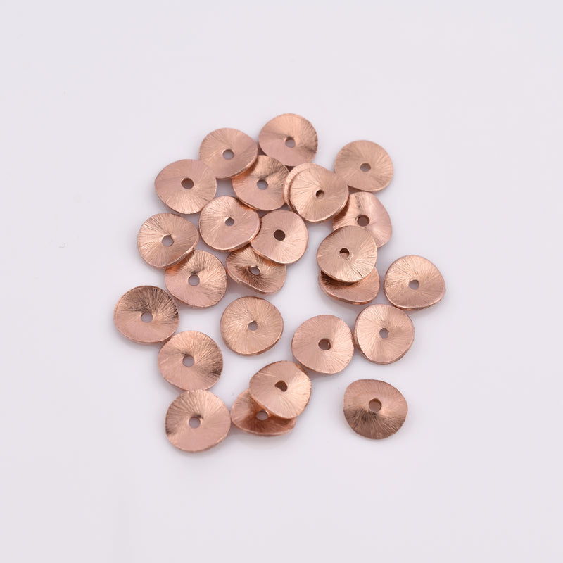 Rose Gold Plated Wavy Disc Spacer Beads - 8mm