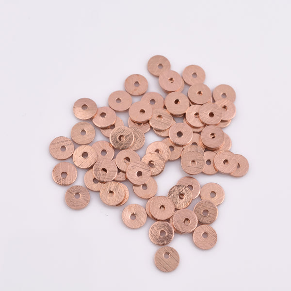 Rose Gold Plated Heishi Flat Disc Spacer Beads - 5mm
