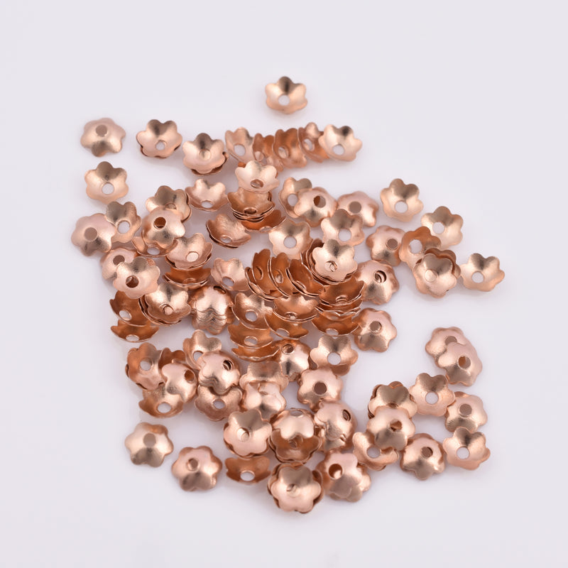 Rose Gold Plated Flower Bead Caps