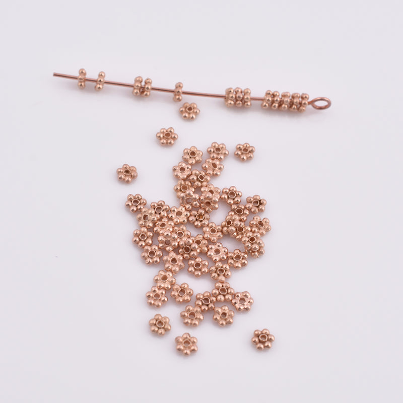 3.5mm Rose Gold Plated Daisy Heishi Spacer Beads