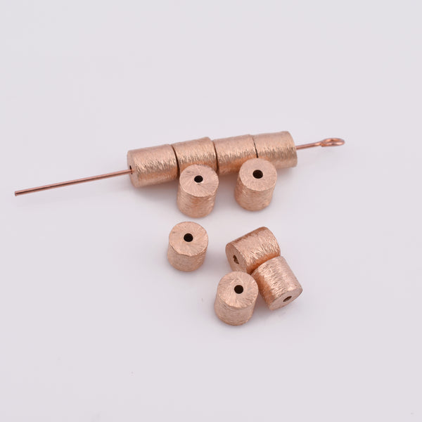 Rose Gold Plated Cylinder Barrel Drum Beads - 6x6mm