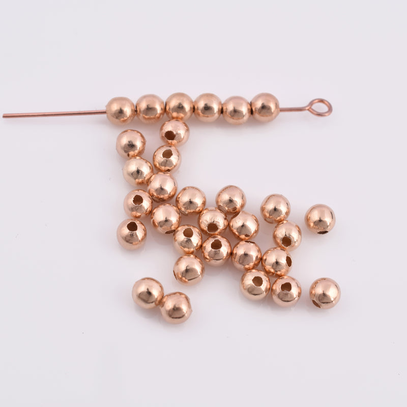 5mm Rose Gold Plated Round Ball Spacer Beads