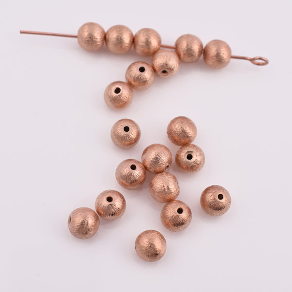 6mm Rose Gold Plated Round Ball Spacer Beads