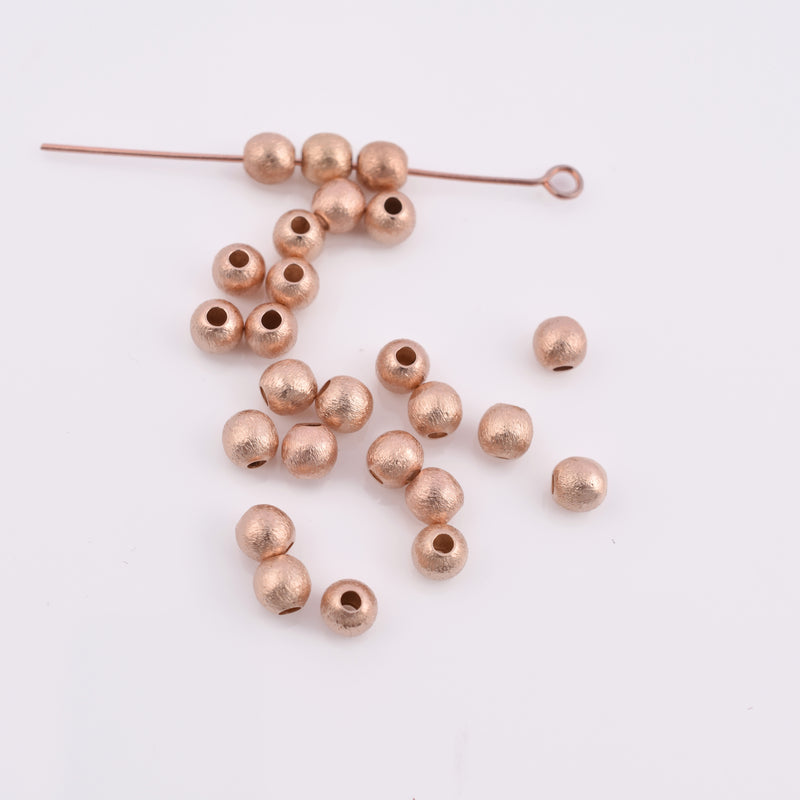 5mm Rose Gold Plated Round Ball Spacer Beads