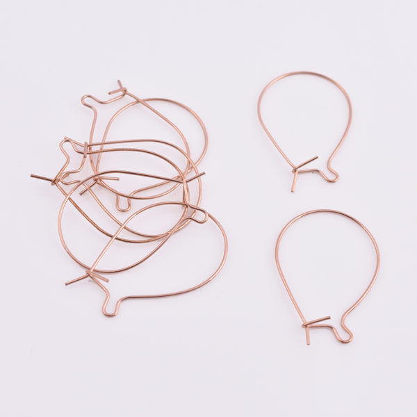 Rose Gold Plated Kidney Ear Wire Hooks - 32mm