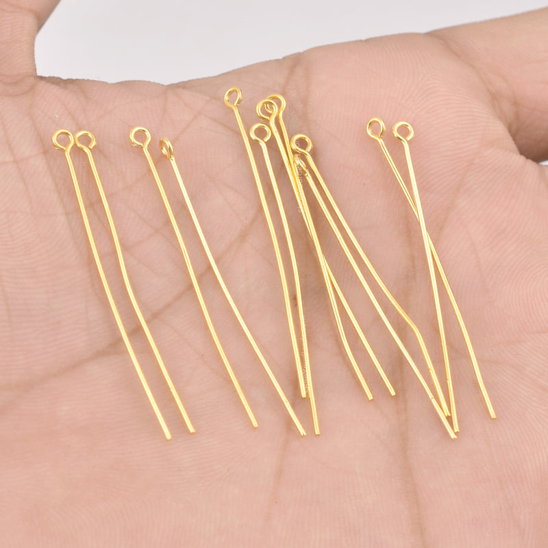 Gold Plated Eye Pins 22 AWG - 1.5 inch | ShopYourBeads