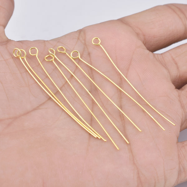 2 Inch Gold plated 21 AWG Eye Pins
