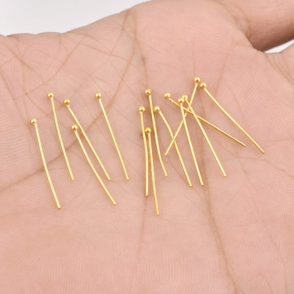 21mm Gold Plated 23 AWG Ball Head Pins