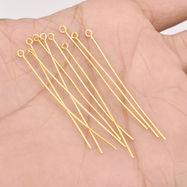 2 Inch Gold Plated 22 AWG Eye Pins