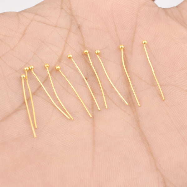 21mm Gold Plated 24 AWG Ball Head Pins