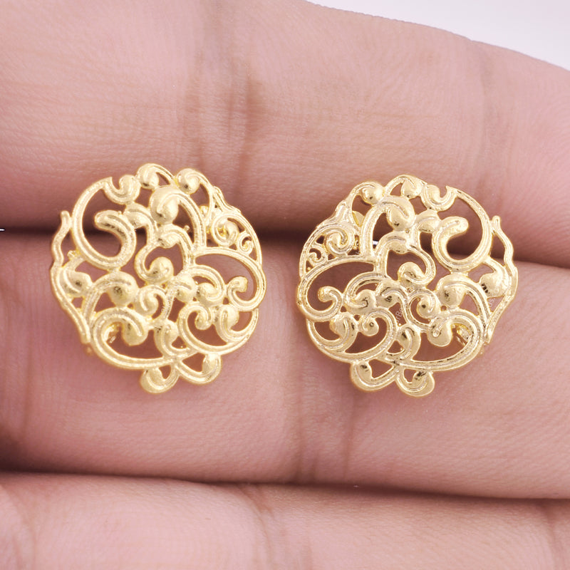 Gold Plated Filigree Floral Earring Studs