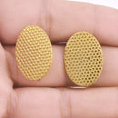 Gold Plated Textured Oval Earring Studs