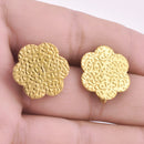 Gold Plated Filigree Textured Floral Ear Studs