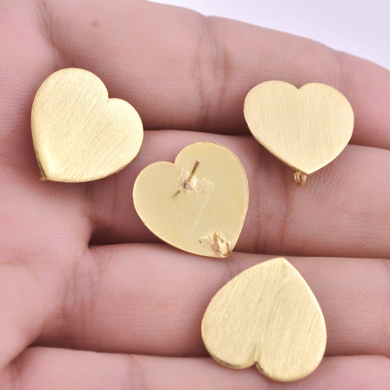 Gold Plated Heart Shape Ear Studs