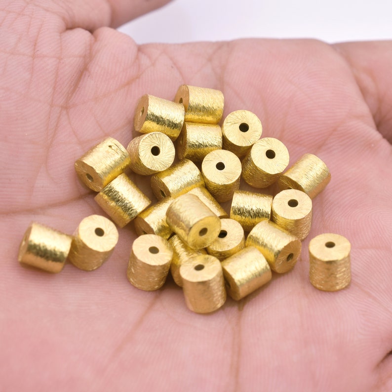 Gold Plated Cylinder Barrel Drum Beads - 6x6mm