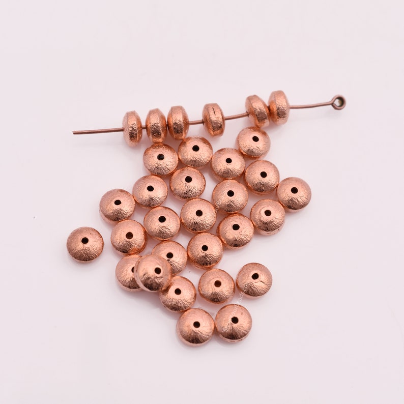 6mm  Copper Brushed Saucer Spacer Beads - 30pcs