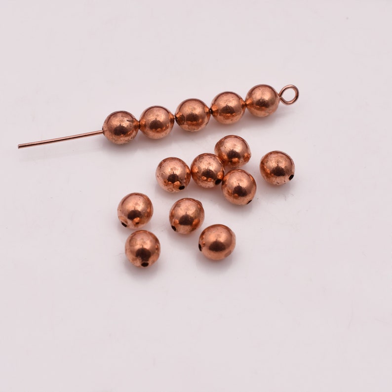 6mm Shiny Copper Round Ball Beads - 33pc