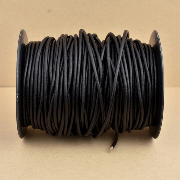 1.5mm Natural Black Matte Finish Leather Cord