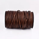 4mm Light Brown Leather Cord - Round - Distressed Matt Finish - Indian Leather - Wrap Bracelet Making Findings - Antique Color - Natural Dye
