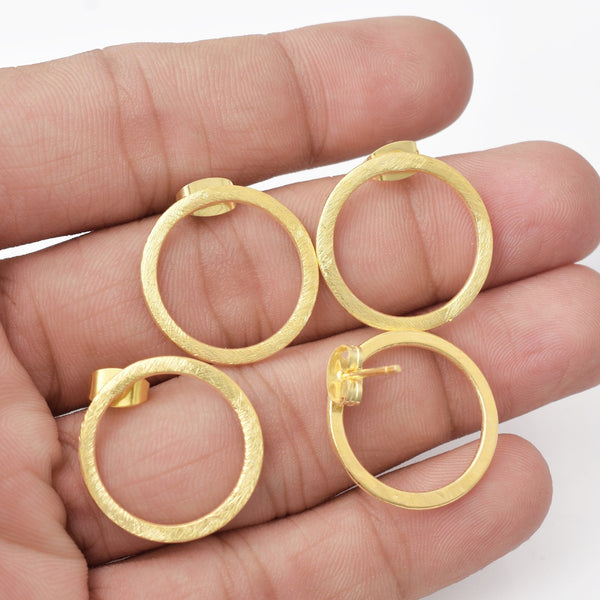 20mm Gold Plated Open Circle Earrings - 2pairs