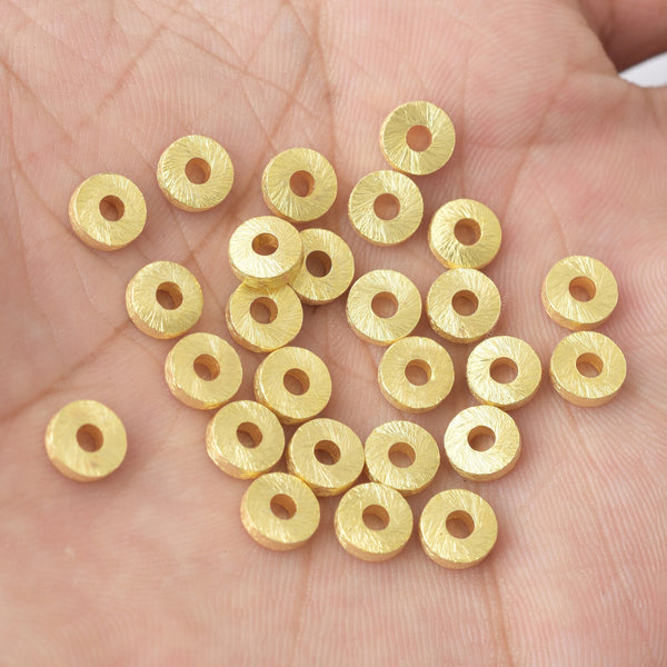 Gold Plated Heishi Rondelle Spacer Beads - 6mm