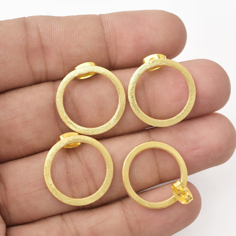 19mm Gold Plated Open Circle Earrings - 2pairs