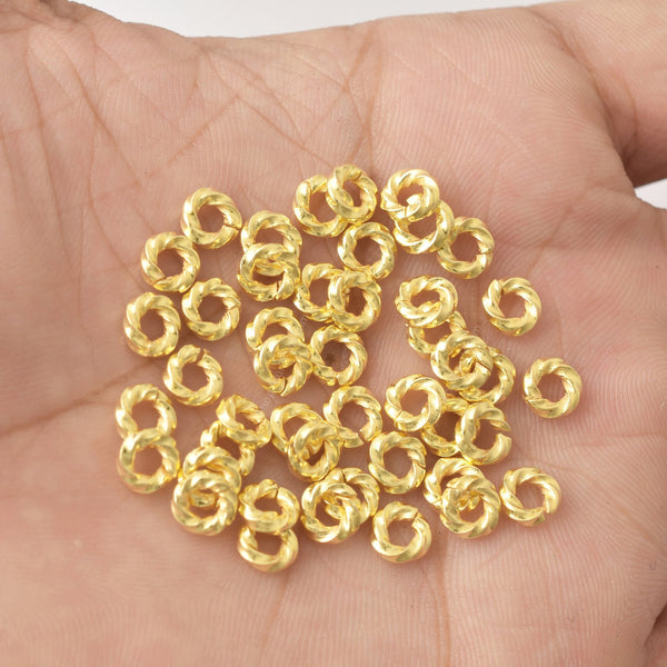 Gold Plated Twisted Wire Open Jump Rings - 6mm
