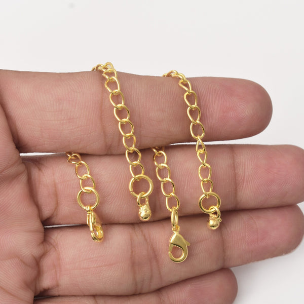 7pcs - 4'' Gold Plated Ball Charm Chain Extender