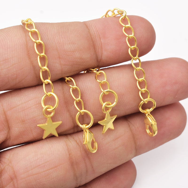 6pcs - 4'' Gold Plated Star Charm Chain Extender