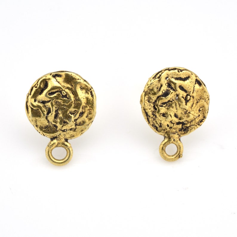 Antique Gold Plated Earring Posts Studs - 4pcs