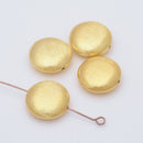 18mm Gold Plated Brushed Saucer Beads - 4pcs