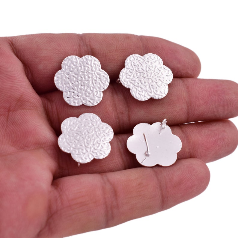 Silver Plated Textured Floral Earring Studs