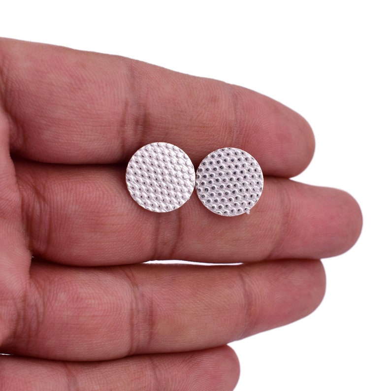 Silver Plated Textured Round Earring Studs