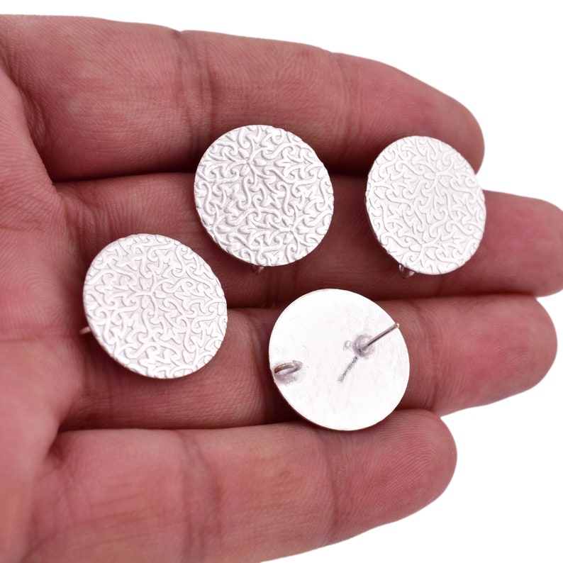Silver Plated Filigree Textured Earring Studs