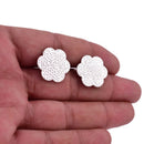 Silver Plated Textured Floral Earring Studs